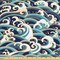 Ambesonne Nautical Fabric by the Yard, Traditional Oriental Style Ocean Waves Pattern Foam and Splashes Print, Decorative Fabric for Upholstery and Home Accents, 2 Yards, Blue and White